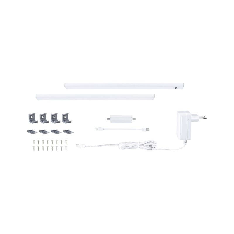 Lot de 2 réglettes LED sous meuble avec interrupteur PAULMANN Inline 4W 350lm 3000K blanc 35cm + accessoires