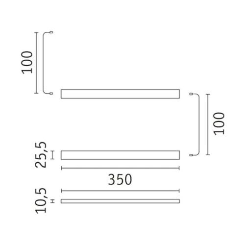 Lot de 2 réglettes LED sous meuble avec interrupteur PAULMANN Inline 4W 350lm 3000K blanc 35cm - dimensions