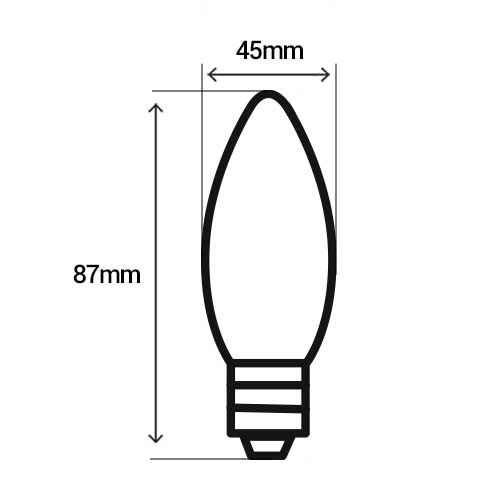 PHILIPS CorePro Ampoule LED E14 230V 5W(=40W) 470lm 2700K LEDcandle flamme - dimensions