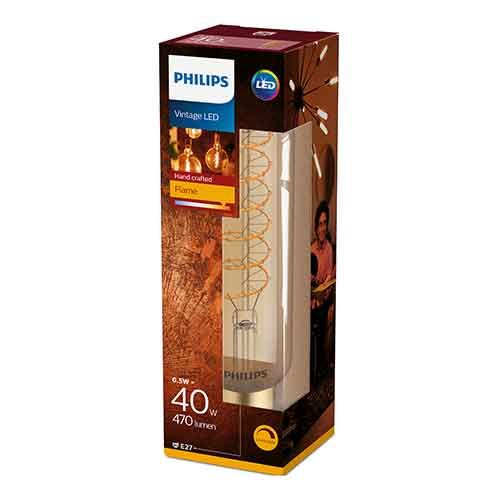 PHILIPS Vintage Ampoule LED filament dimmable E27 230V 7W(=40W) 470lm 1800K LEDbulb Giant tube - image du conditionnement (boîte)