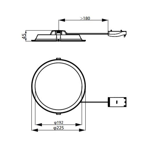 Downlight LED Philips DN065B 19W - schéma avec dimensions