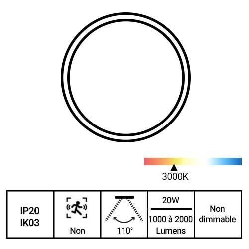 downlight LED MAZDA DN020B 20W - fiche technique