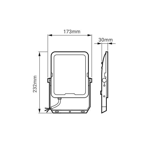 projecteur LED Philips 50W IP65 - schéma avec dimensions