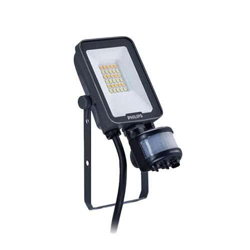 Projecteur Philips LED 10W avec capteur et choix de teinte via commutateur intégré.