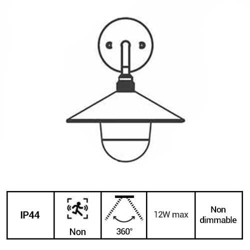 ARLUX Applique extérieure Dalia descendante 230V E27 60W max noir - fiche technique