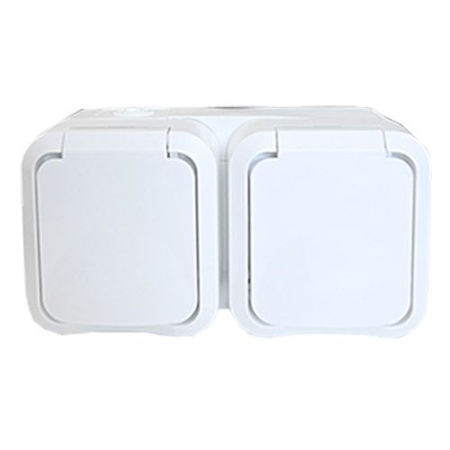 Double prise de courant étanche Quarx Aquapro coloris blanc - vue de face