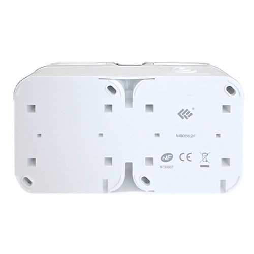 Double prise de courant étanche Quarx Aquapro coloris blanc - vue de dos