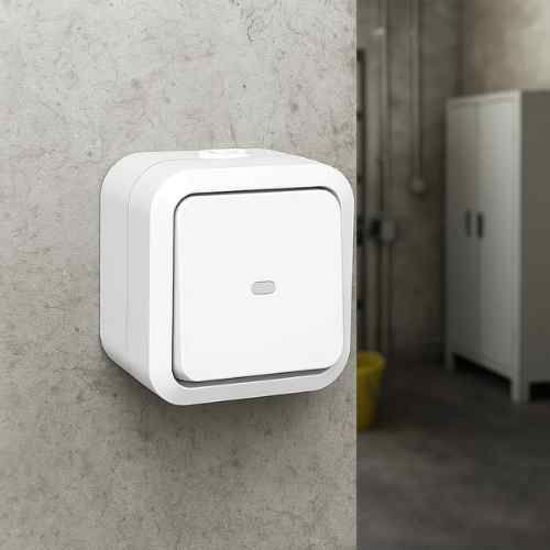 Va et vient à voyant lumineux Quarx Aquapro coloris blanc idéal pour l'extérieur