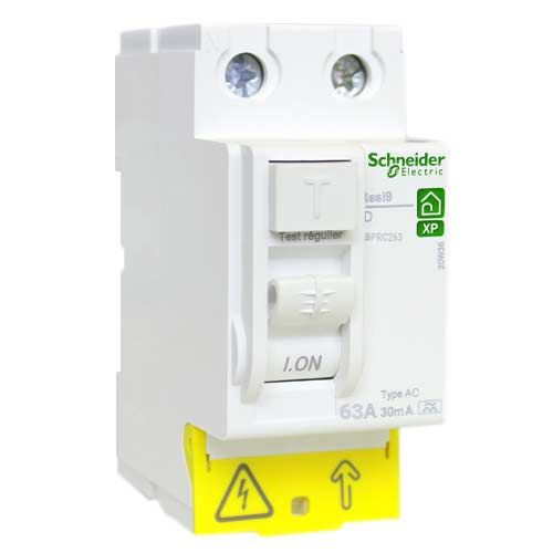 SCHNEIDER Resi9 XP Interrupteur différentiel 63A 30mA type AC auto 230V - R9PRC263