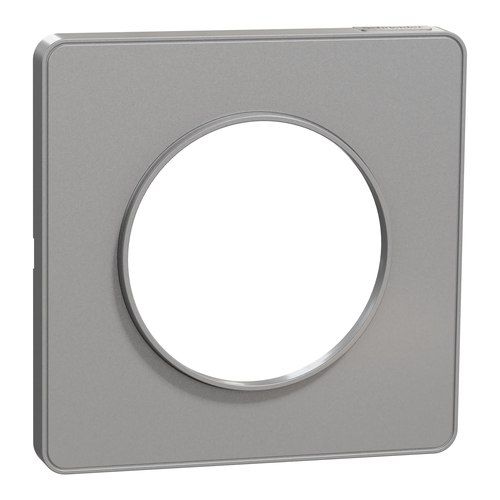 plaque 1 poste aluminium Schneider Odace Touch - vue de face