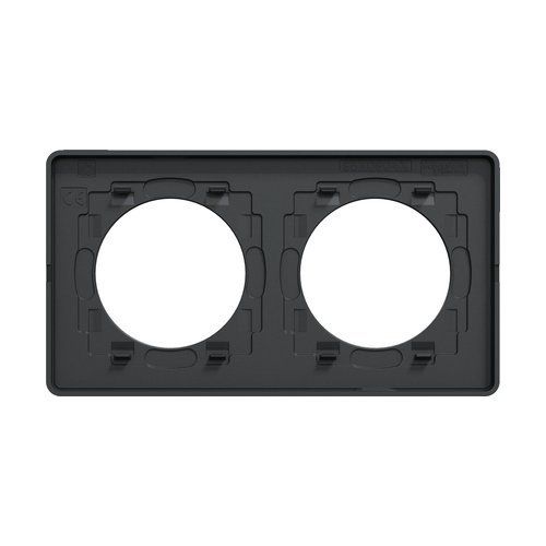 plaque 2 postes Schneider Odace Touch finition bois zebrano avec liseré anthracite - vue de dos