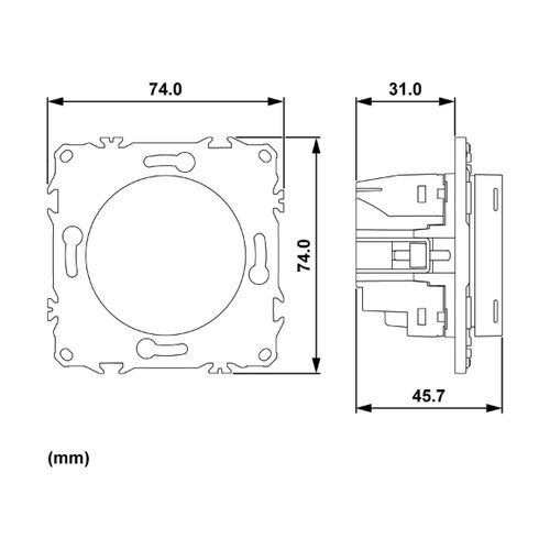 thermostat connecté Schneider Wiser Odace blanc - schéma avec dimensions