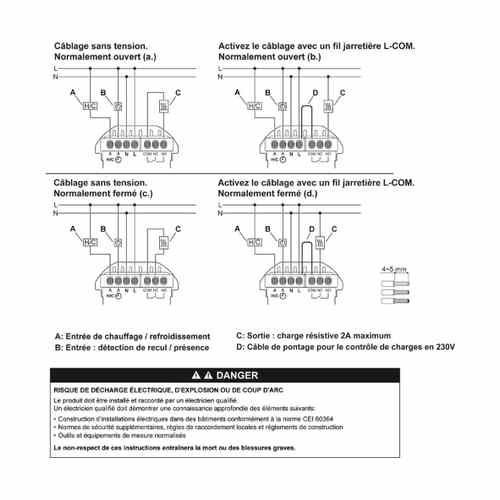 thermostat connecté Schneider Wiser Odace blanc - schéma câblage