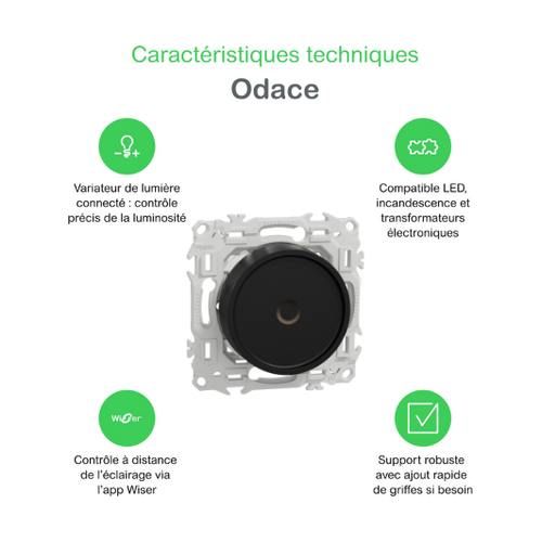 avantages du variateur rotatif Schneider Wiser Odace noir mat