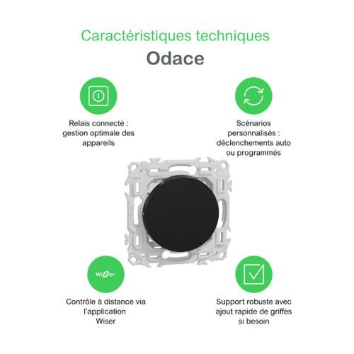 Avantages interrupteur poussoir Schneider Wiser Odace noir mat