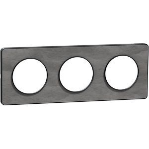plaque 3 postes Schneider Odace Touch finition ardoise avec liseré anthracite