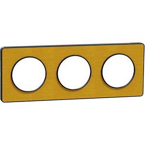 plaque 3 postes Schneider Odace Touch finition Kvadrat ocre avec liseré anthracite