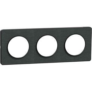 plaque 3 postes Schneider Odace Touch finition Kvadrat noir avec liseré anthracite