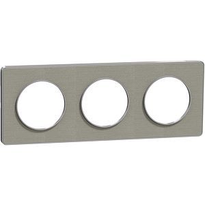 plaque 3 postes Schneider Odace Touch finition Kvadrat gris perle avec liseré aluminium