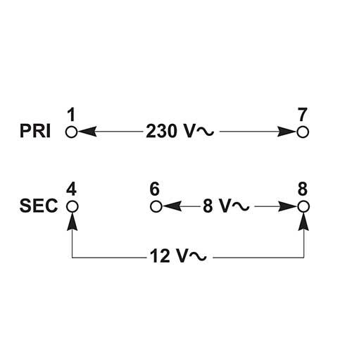 SCHNEIDER Acti9 transformateur pour sonnerie 230V vers 12V ou 8V 16VA - schéma