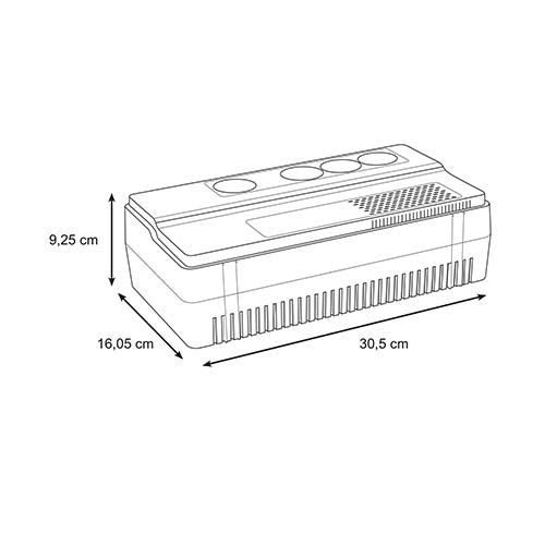 onduleur SCHNEIDER Easy UPS BVS 1 ph line-interactive - 230V - 1000VA - 4PC Schuko/FR - BVS1000I-GR - dimensions