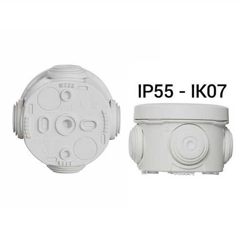 Boîte de dérivation étanche Schneider Mureva Box IP55 D60 P40 coloris gris - vue de profil
