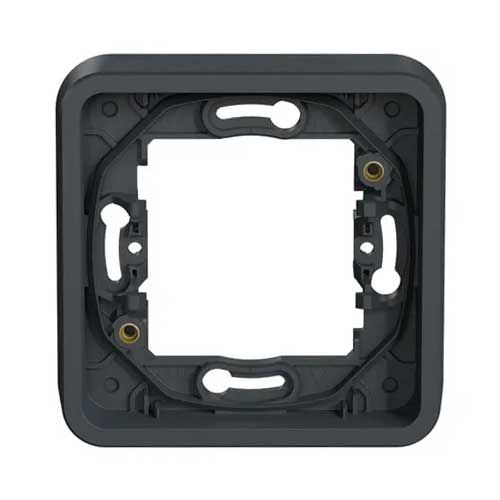 Vue avant du support pour appareillage étanche encastré Schneider Mureva Styl gris 1 poste