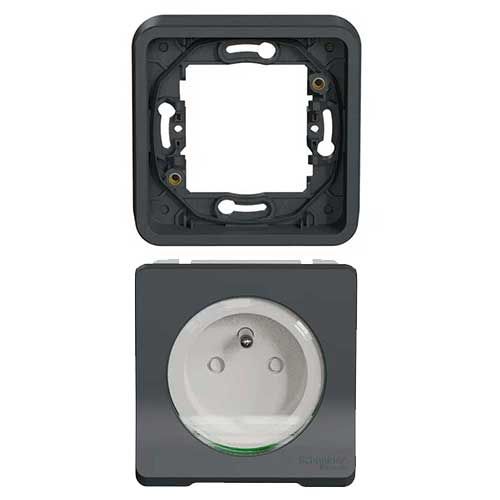 Prise de courant 2P+T SCHNEIDER Mureva anthracite