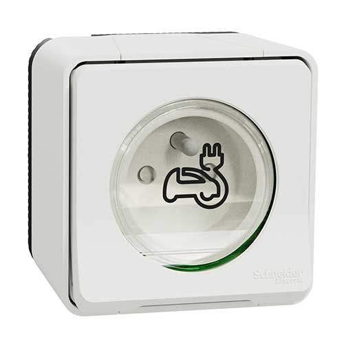 Prise de courant 2P+T renforcée VE SCHNEIDER MUREVA Styl étanche complet saillie IP55 blanc - MUR39010