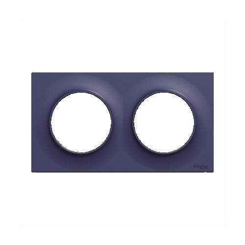 plaque 2 postes schneider odace styl bleu cobalt - vue de face