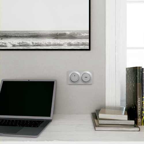 Plaque de finition 2 postes Schneider Odace Styl coloris sable - photo d'ambiance