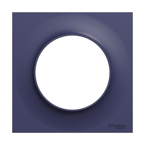 plaque 1 poste schneider odace styl bleu cobalt - vue de face