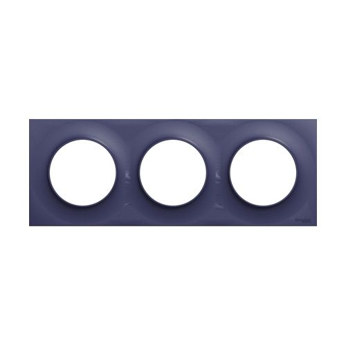 plaque 3 postes schneider odace styl bleu cobalt - vue de face