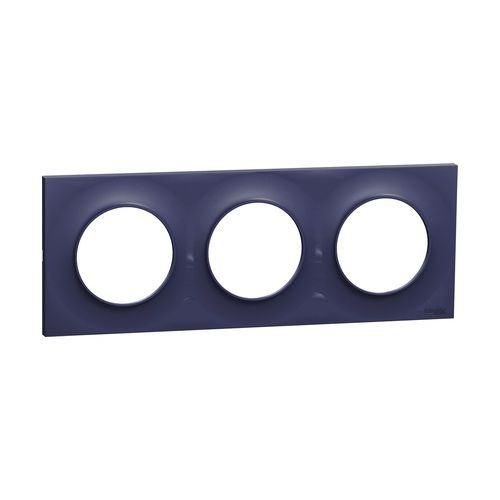 plaque 3 postes schneider odace styl bleu cobalt