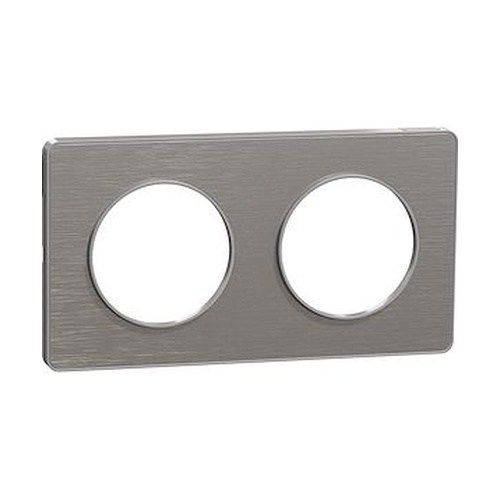 plaque 2 postes schneider odace styl aluminium brossé