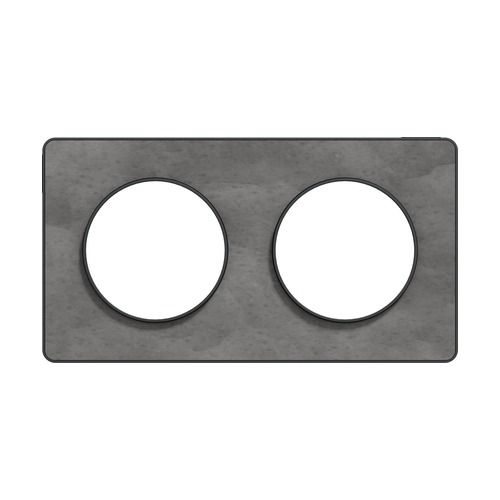 Plaque double SCHNEIDER Odace Touch ardoise avec liseré anthracite - vue de face