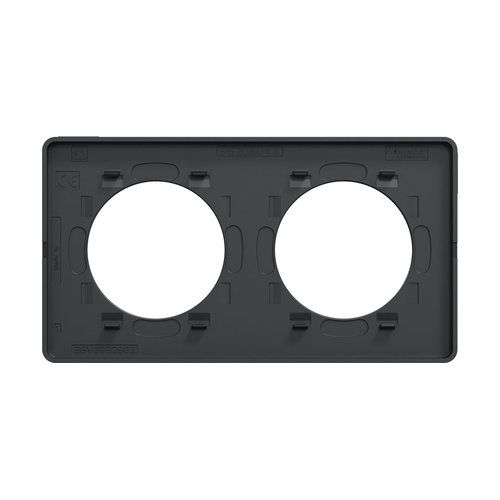 plaque de finition 2 postes Schneider Odace Touch finition bronze brossé et liseré anthracite - vue de dos