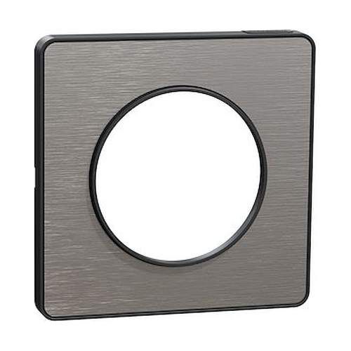 plaque 1 poste Schneider Odace Touch aluminium brossé avec liseré anthracite