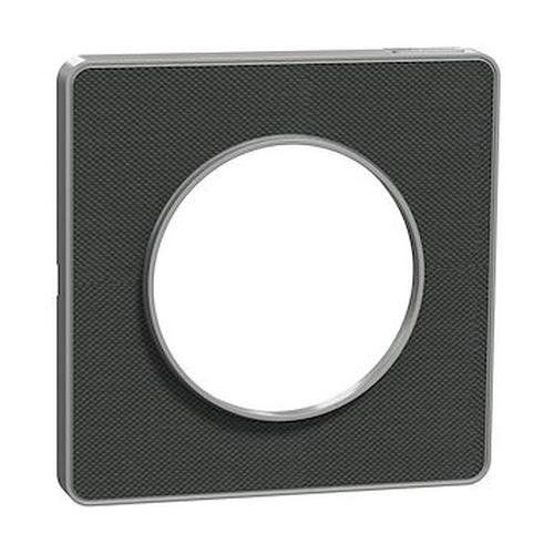 plaque 1 poste Schneider Odace Touch finition Kvadrat noir avec liseré aluminium - vue de profil