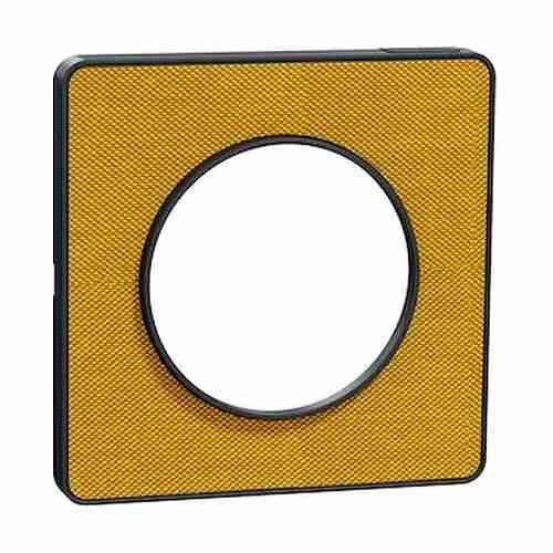 plaque 1 poste Schneider Odace Touch finition Kvadrat ocre avec liseré anthracite - vue de profil