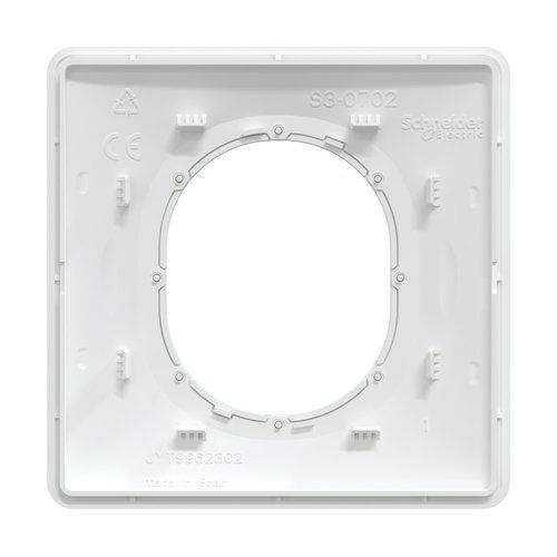 Plaque de finition Schneider Ovalis 1 poste blanc avec bague effet argent chromé - vue de dos