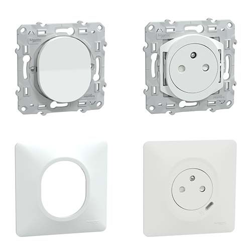 SCHNEIDER Ovalis ProBox 40 plaques simples + 30 prises + 10 VV + 1 prise USB C blanc