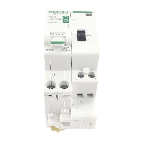 SCHNEIDER Resi9 XE Contacteur Jour / Nuit combiné 20A 2F/NO auto monophasé - vue de dessous