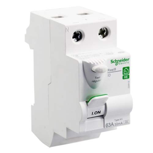 vue dessus SCHNEIDER Resi9 XE Interrupteur différentiel 63A 30mA type AC auto 230V - R9ERC263