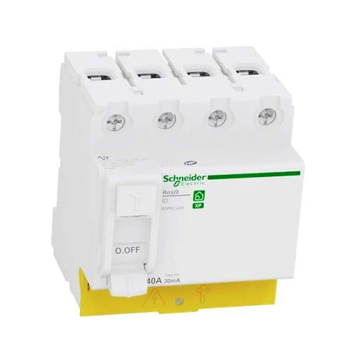 SCHNEIDER Resi9 XP Interrupteur différentiel tétrapolaire 40A 30mA type AC 4 modules 400V