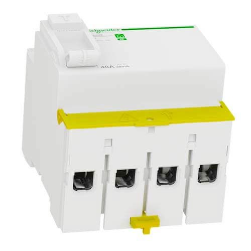 Inter diff SCHNEIDER Resi9 XP tétrapolaire 40A 30mA type AC 4 modules 400V - R9PRC440