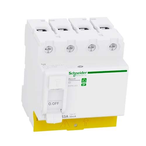 SCHNEIDER Resi9 XP Interrupteur différentiel tétrapolaire 63A 30mA type AC 4 modules 400V