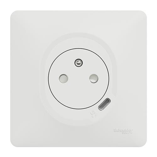 Prise de courant 2P+T + USB Type-C complète affleurante coloris blanc SCHNEIDER Ovalis