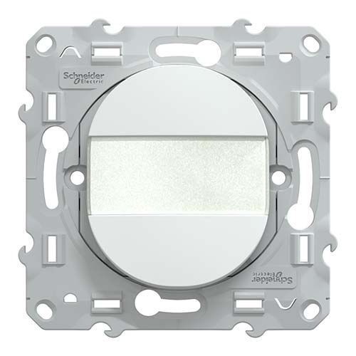 Poussoir à fermeture Schneider Ovalis coloris blanc avec porte étiquette - vue de face