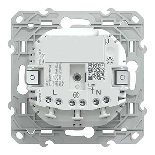 Prise électrique 2P+T connectée Zigbee blanc Schneider Wiser Ovalis - vue arrière produit